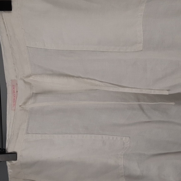 Victoria's Secret White Drawstring Wide Leg Linen Pants - Picture 3 of 11